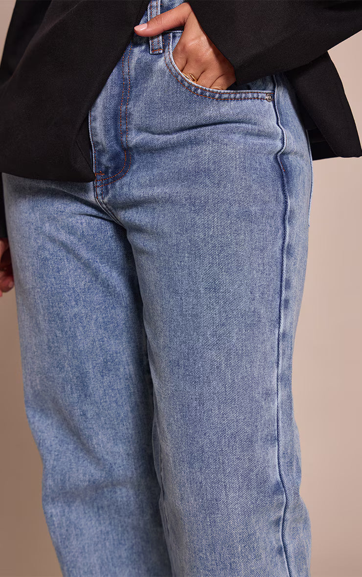 Petite Light Blue Long Leg Straight Jeans