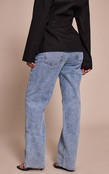 Petite Light Blue Long Leg Straight Jeans